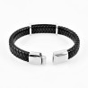 Dames - Heren Zwarte Leren Armband met Harten-Plaat