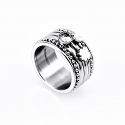 Zilverkleurige Roestvrij Stalen Brede Dames Ring