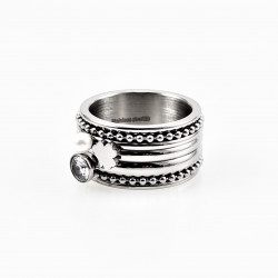 Zilverkleurige Roestvrij Stalen Brede Dames Ring