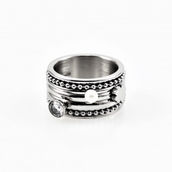 Zilverkleurige Roestvrij Stalen Brede Dames Ring