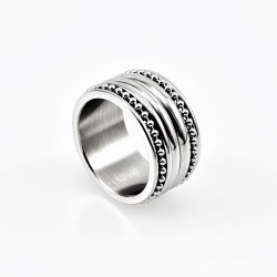 Zilverkleurige Roestvrij Stalen Brede Dames Ring