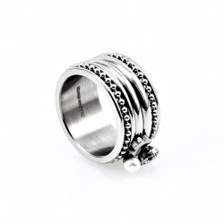 Zilverkleurige Roestvrij Stalen Brede Dames Ring