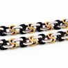 55cm x 7,5mm Vierkant Koningsketting Heren - Stalen Goudkleur-Zilverkleur en Zwart