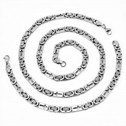 55cm x 6,5mm Zilverkleur Stalen Heren Koningsketting Platte - Schakels - Kruis