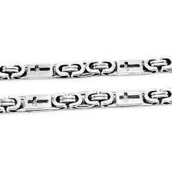 55cm x 6,5mm Zilverkleur Stalen Heren Koningsketting Platte - Schakels - Kruis