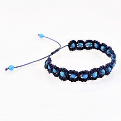 Handgemaakt Donkerblauw Macramé Armband - Turquoise Howliet Natuurstenen