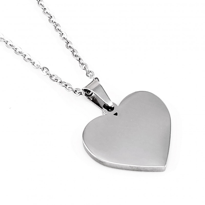 zilverkleurige RVS Ketting + Harthanger om te graveren zilverkleurige RVS Ketting + Harthanger om te graveren