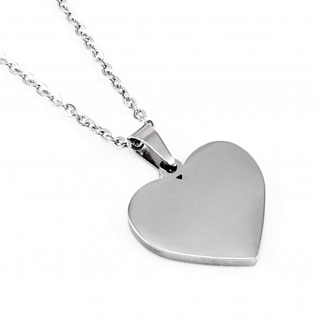 zilverkleurige RVS Ketting + Harthanger om te graveren