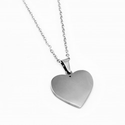 zilverkleurige RVS Ketting + Harthanger om te graveren