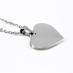 zilverkleurige RVS Ketting + Harthanger om te graveren