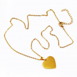 Goudkleurige RVS Ketting + Harthanger om te graveren