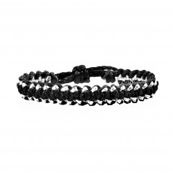 Handgemaakt Zwart-Zilverkleur Macramé Armband Dames- Heren