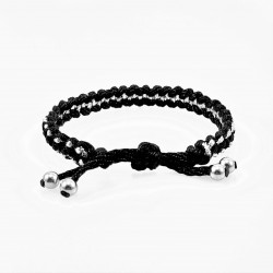 Handgemaakt Zwart-Zilverkleur Macramé Armband Dames- Heren