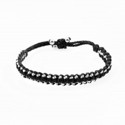Handgemaakt Zwart-Zilverkleur Macramé Armband Dames- Heren