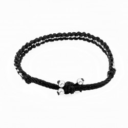 Handgemaakt Zwart-Zilverkleur Macramé Armband Dames- Heren