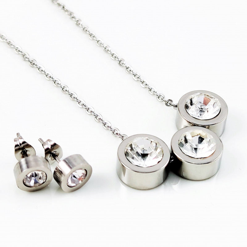 Roestvrij Stalen Set Dames Ketting + Oorbellen Roestvrij Stalen Set Dames Ketting + Oorbellen
