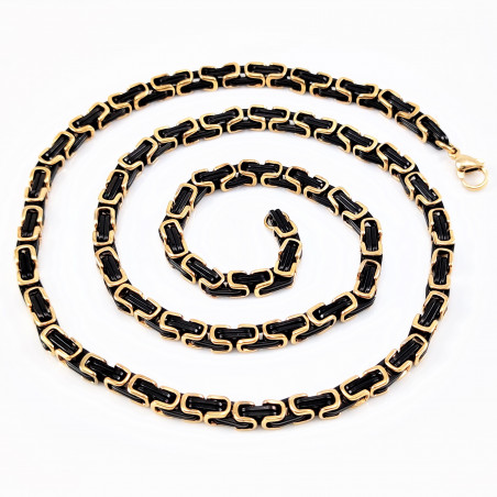 60cm x 4,5cm Koningsketting Heren - Roestvrij Stalen Zwart-Goudkleur