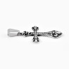 Unisex RVS Fleur de Lis Kruishanger met Zirkonia's
