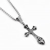 Unisex RVS Fleur de Lis Kruishanger met Zirkonia's