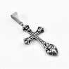 60cm x 3mm Ketting + Fleur de Lis Kruishanger met Zirkonia's Unisex - RVS Zilverkleur