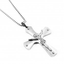 Heren Jesus Christus XL-Kruishanger Roestvrij Stalen Zilverkleur