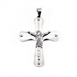 Heren Jesus Christus XL-Kruishanger Roestvrij Stalen Zilverkleur