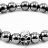 Heren Hematiet Kralen Armband - Roestvrijstalen Schedel
