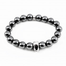 Heren Hematiet Kralen Armband - Roestvrijstalen Schedel