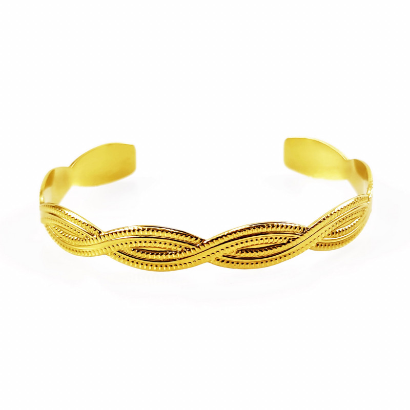 Stijve Gevlochten Armband Verguld Stalen Dames Bangle