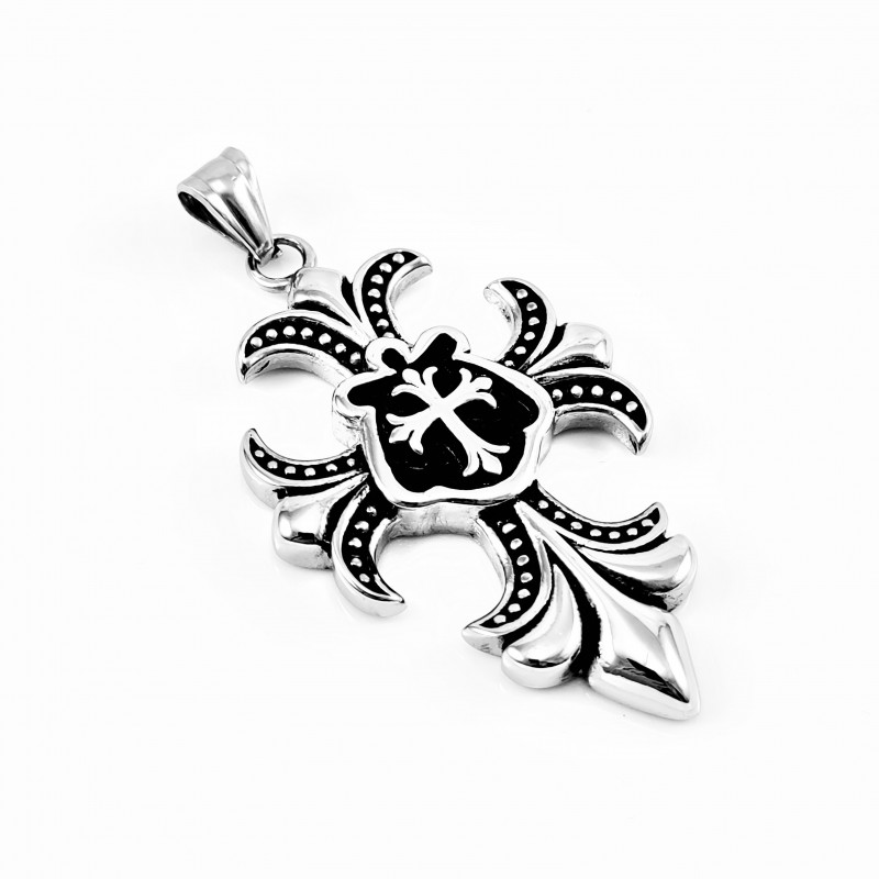 Edelstahl Herren Retro Kreuz Anhänger Design - Fleur de Lis Edelstahl Herren Retro Kreuz Anhänger Design - Fleur de Lis