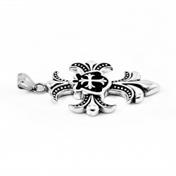 Edelstahl Herren Retro Kreuz Anhänger Design - Fleur de Lis