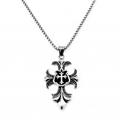 Edelstahl Herren Retro Kreuz Anhänger Design - Fleur de Lis