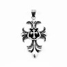 60cm x 3mm Ketting + Retro Kruishanger Heren - Stalen Zilverkleur - Fleur de Lis Design