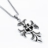 60cm x 3mm Ketting + Retro Kruishanger Heren - Stalen Zilverkleur - Fleur de Lis Design