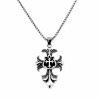 60cm x 3mm Ketting + Retro Kruishanger Heren - Stalen Zilverkleur - Fleur de Lis Design