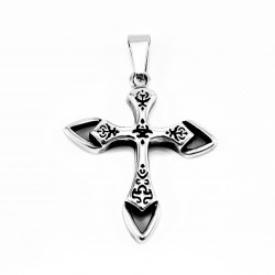 60cm x 3mm Jasseron Ketting + Kruishanger Heren - Roestvrij Stalen Zilverkleur