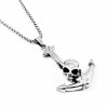 60cm x 3mm Jasseron Ketting + Ankerhanger met Schedel Heren - Stalen Zilverkleur