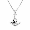 60cm x 3mm Jasseron Ketting + Ankerhanger met Schedel Heren - Stalen Zilverkleur