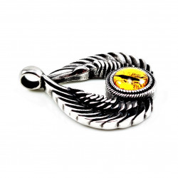 60cm x 3mm Ketting +  Engelenvleugel Hanger Heren Pentacle Wicca - Stalen Zilverkleur