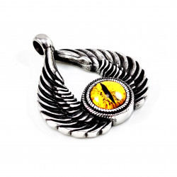 60cm x 3mm Ketting +  Engelenvleugel Hanger Heren Pentacle Wicca - Stalen Zilverkleur