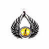 60cm x 3mm Ketting +  Engelenvleugel Hanger Heren Pentacle Wicca - Stalen Zilverkleur