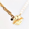 Stalen Dames Ketting - 18 Zoetwaterparels - Gold Plated