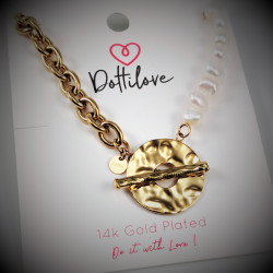 Stalen Dames Ketting - 18 Zoetwaterparels - Gold Plated