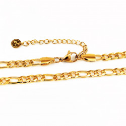 Stalen Dames Figaro Ketting met Kruis - Gold Plated