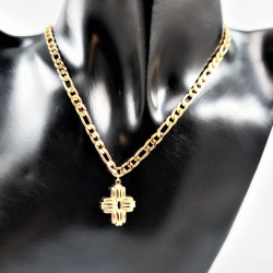 Stalen Dames Figaro Ketting met Kruis - Gold Plated