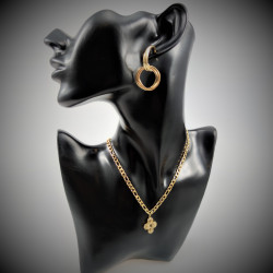 Stalen Dames Figaro Ketting met Kruis - Gold Plated