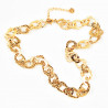 Stalen Dames Ketting Asymmetrische Platte Schakels - Slangenpatroon - Gold Plated