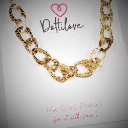 Stalen Dames Ketting Asymmetrische Platte Schakels - Slangenpatroon - Gold Plated
