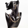 Stalen Dames Ketting Asymmetrische Platte Schakels - Slangenpatroon - Gold Plated