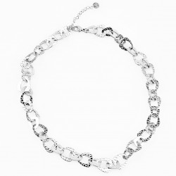 Roestvrij Stalen Dames Ketting Asymmetrische Platte Schakels - Slangenpatroon